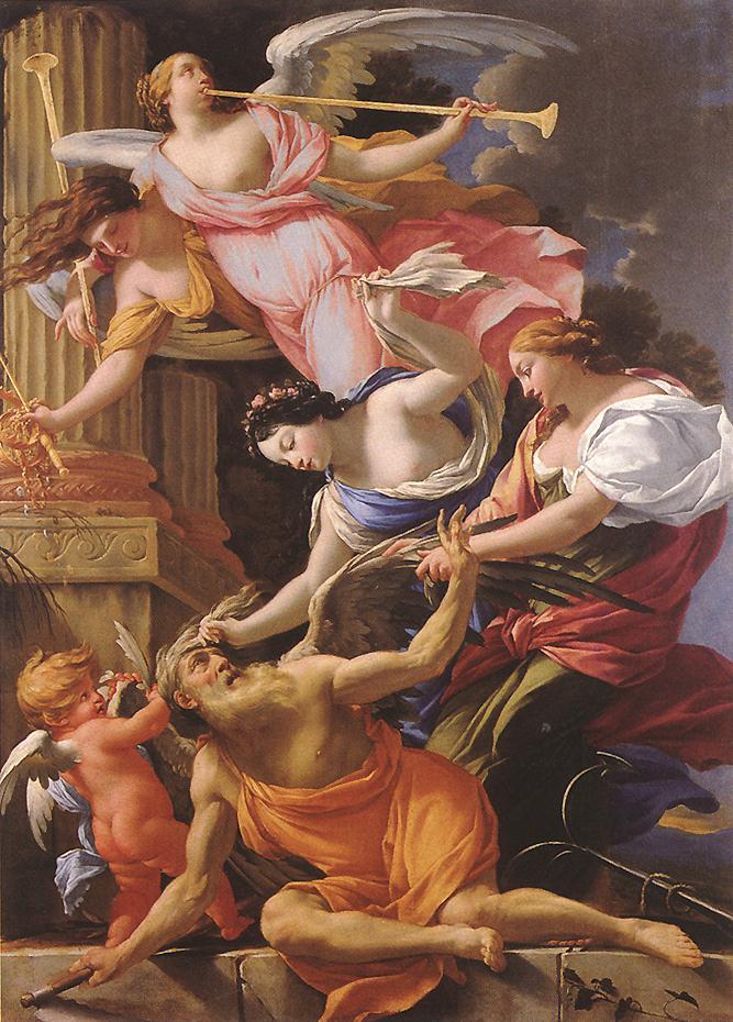 Simon Vouet_Saturn, conquered by Amor, Venus and Hope